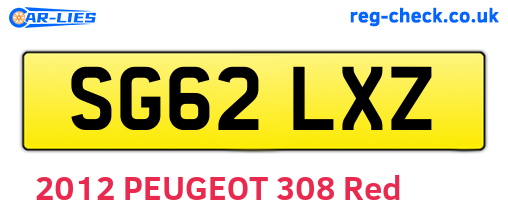 SG62LXZ are the vehicle registration plates.