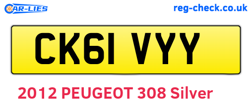 CK61VYY are the vehicle registration plates.