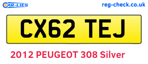 CX62TEJ are the vehicle registration plates.