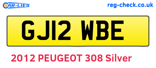 GJ12WBE are the vehicle registration plates.