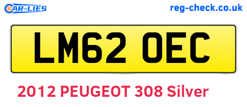 LM62OEC are the vehicle registration plates.