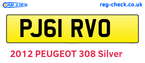 PJ61RVO are the vehicle registration plates.