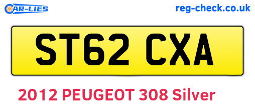 ST62CXA are the vehicle registration plates.