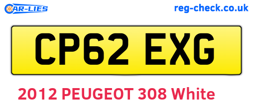 CP62EXG are the vehicle registration plates.