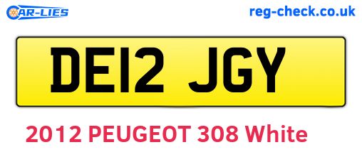 DE12JGY are the vehicle registration plates.