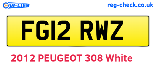 FG12RWZ are the vehicle registration plates.
