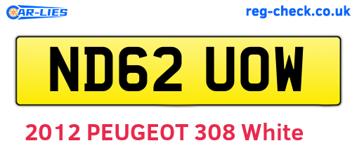 ND62UOW are the vehicle registration plates.
