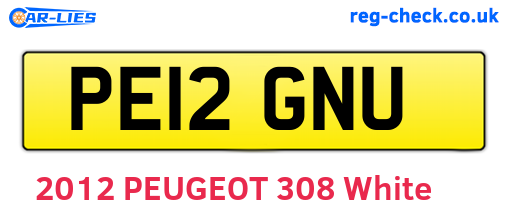 PE12GNU are the vehicle registration plates.