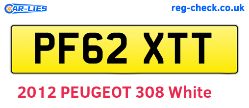 PF62XTT are the vehicle registration plates.
