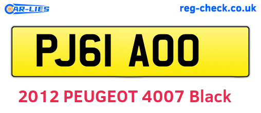 PJ61AOO are the vehicle registration plates.