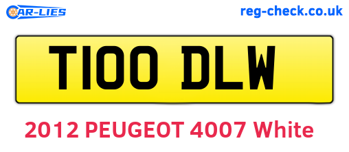T100DLW are the vehicle registration plates.