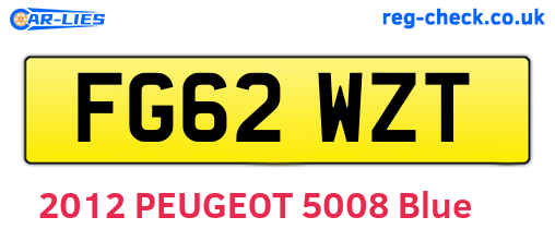 FG62WZT are the vehicle registration plates.