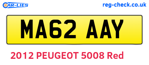 MA62AAY are the vehicle registration plates.