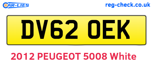 DV62OEK are the vehicle registration plates.