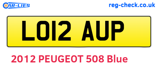 LO12AUP are the vehicle registration plates.