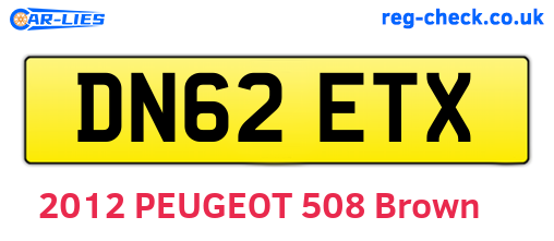 DN62ETX are the vehicle registration plates.