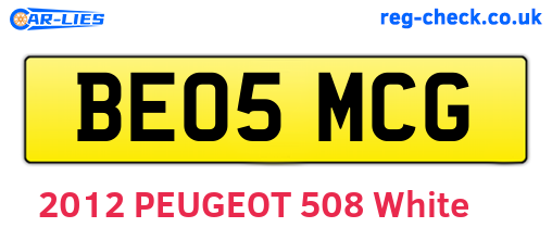 BE05MCG are the vehicle registration plates.