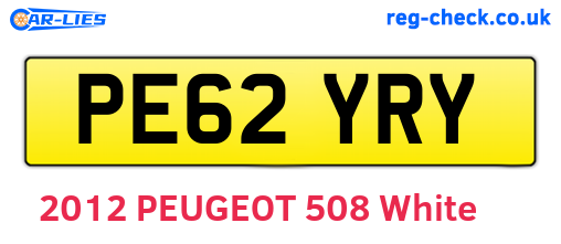 PE62YRY are the vehicle registration plates.