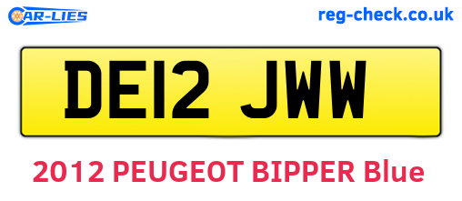 DE12JWW are the vehicle registration plates.