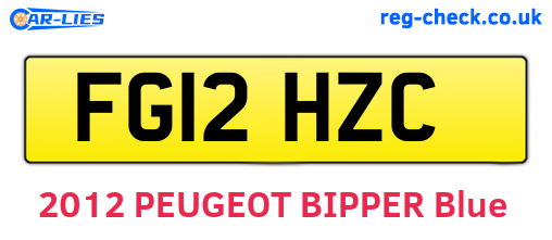 FG12HZC are the vehicle registration plates.
