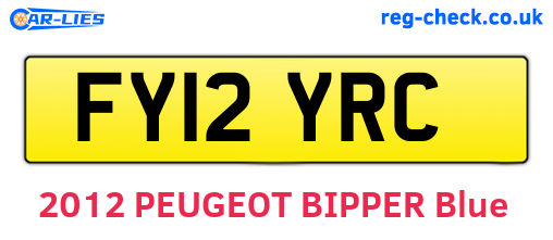 FY12YRC are the vehicle registration plates.