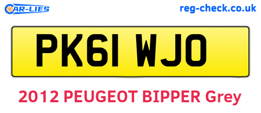 PK61WJO are the vehicle registration plates.