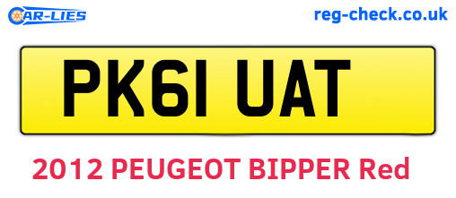 PK61UAT are the vehicle registration plates.