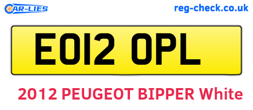 EO12OPL are the vehicle registration plates.