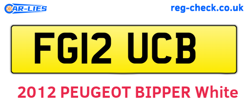 FG12UCB are the vehicle registration plates.