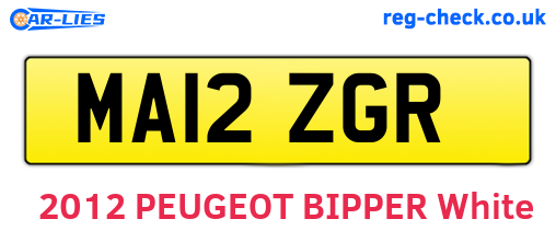MA12ZGR are the vehicle registration plates.