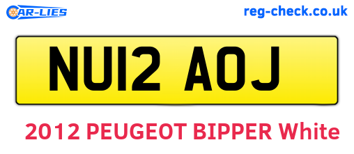 NU12AOJ are the vehicle registration plates.