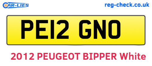 PE12GNO are the vehicle registration plates.