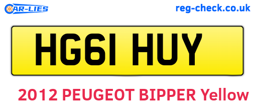 HG61HUY are the vehicle registration plates.