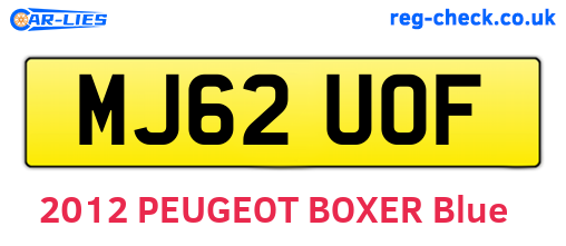 MJ62UOF are the vehicle registration plates.