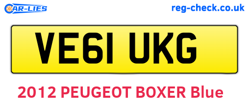 VE61UKG are the vehicle registration plates.