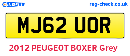 MJ62UOR are the vehicle registration plates.