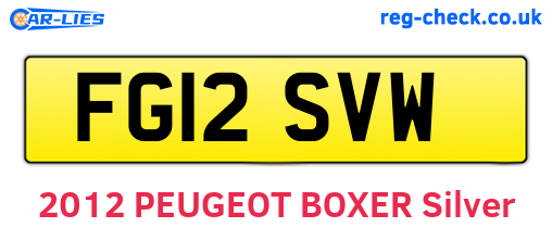 FG12SVW are the vehicle registration plates.