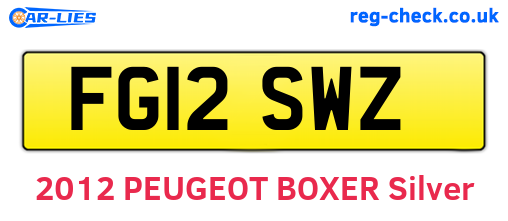 FG12SWZ are the vehicle registration plates.