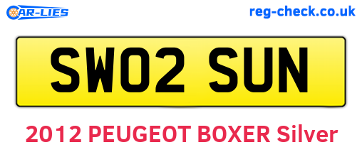 SW02SUN are the vehicle registration plates.