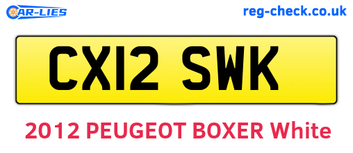 CX12SWK are the vehicle registration plates.