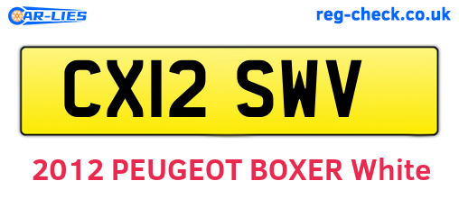CX12SWV are the vehicle registration plates.
