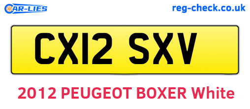 CX12SXV are the vehicle registration plates.