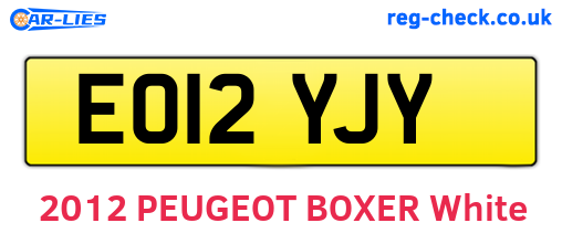 EO12YJY are the vehicle registration plates.