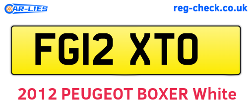 FG12XTO are the vehicle registration plates.