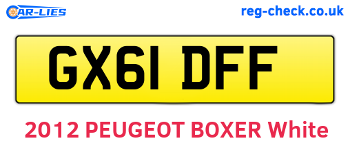 GX61DFF are the vehicle registration plates.