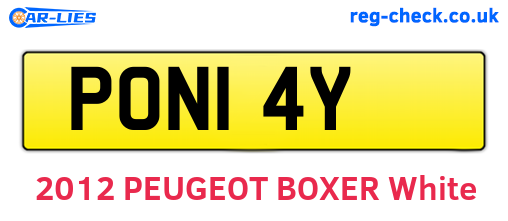 PON14Y are the vehicle registration plates.