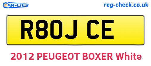 R80JCE are the vehicle registration plates.