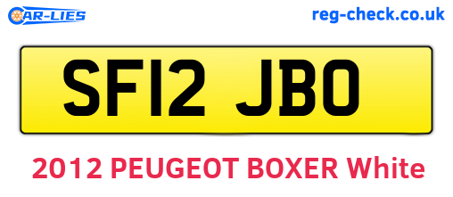 SF12JBO are the vehicle registration plates.
