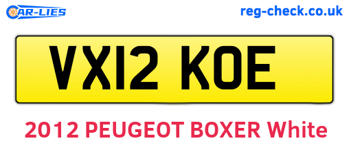 VX12KOE are the vehicle registration plates.