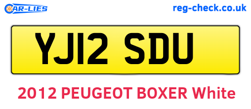 YJ12SDU are the vehicle registration plates.